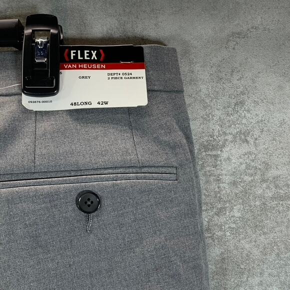 VAN HEUSEN FLEX Men's Grey Sharkskin Slim-Fit Suit Pants SZ 42X34 - Picture 8 of 9